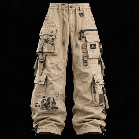 Beige Utility Cargo Pants — streetwear concept
