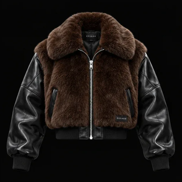 Espresso Fur & Leather Jacket — front concept