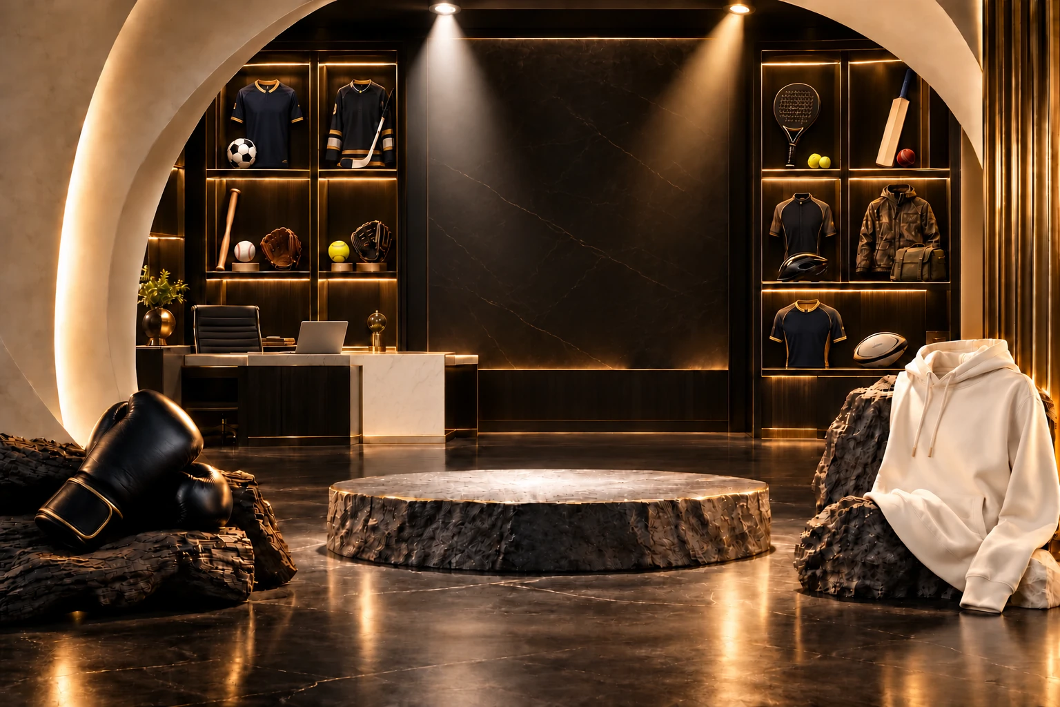 EESAGO luxury office showroom with original brand logo